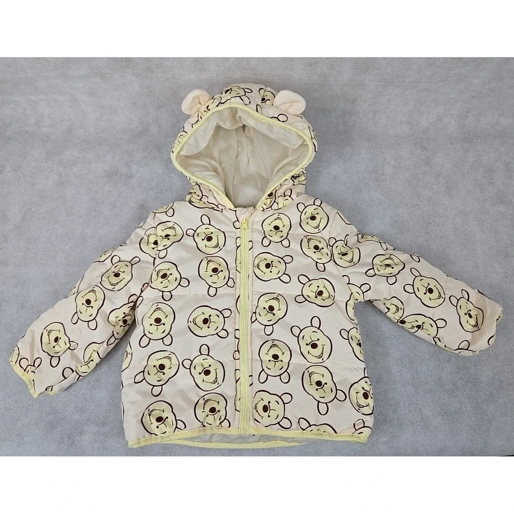 Winnie The Pooh Puffer Jacket Girl Boy Size 18M Honey With Hood Winter Coat‎ NWT